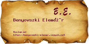 Benyovszki Elemér névjegykártya